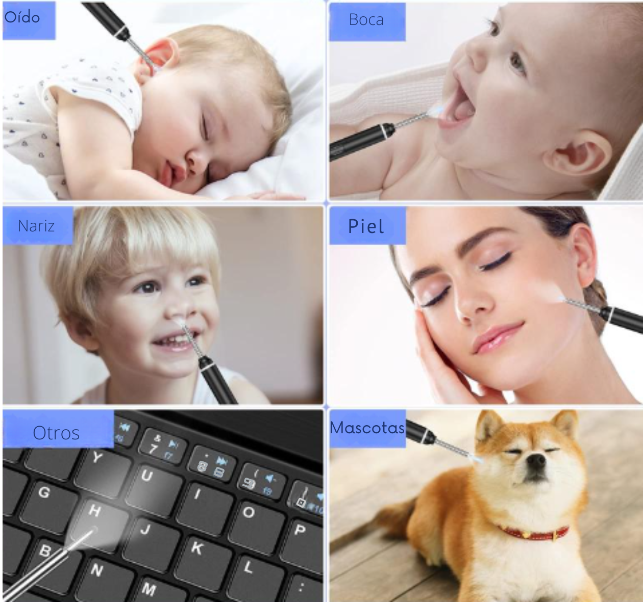 Dispositivo para limpieza de oídos con cámara HD